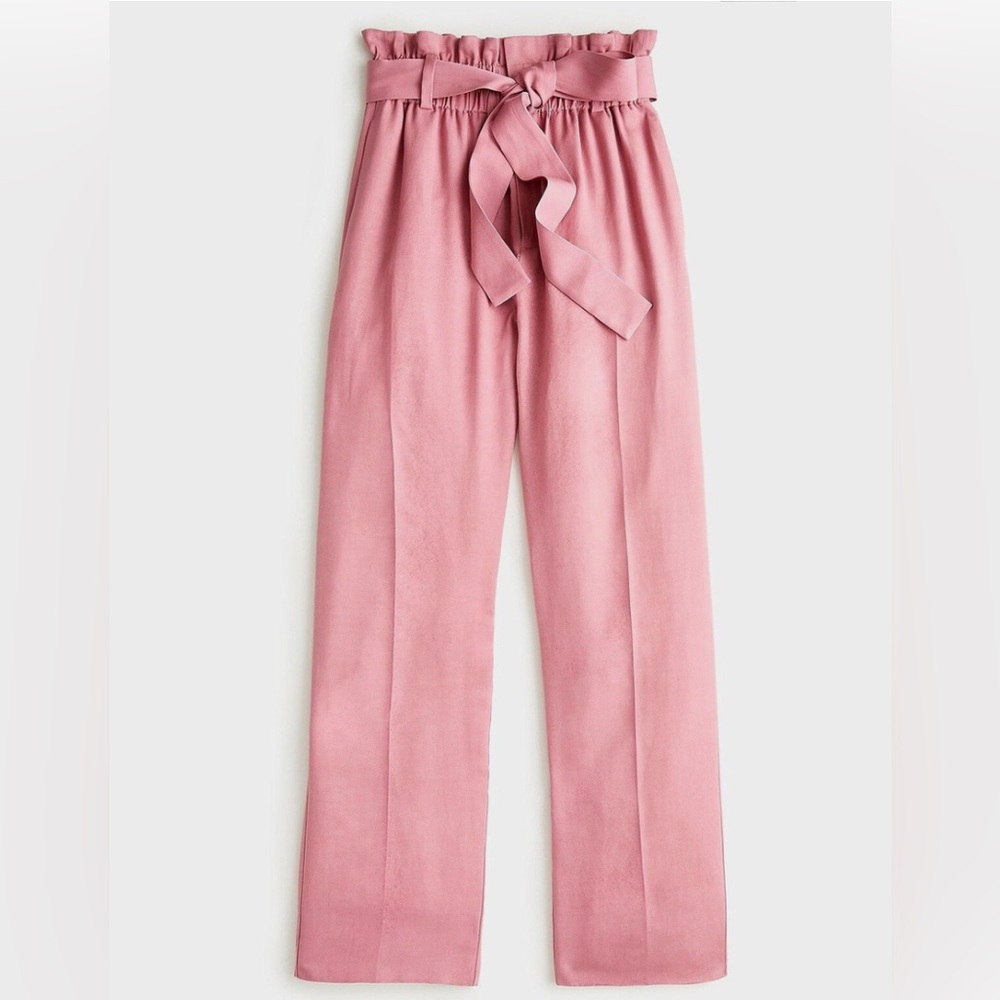 J. Crew Pink Wide Leg Wool Trouser
